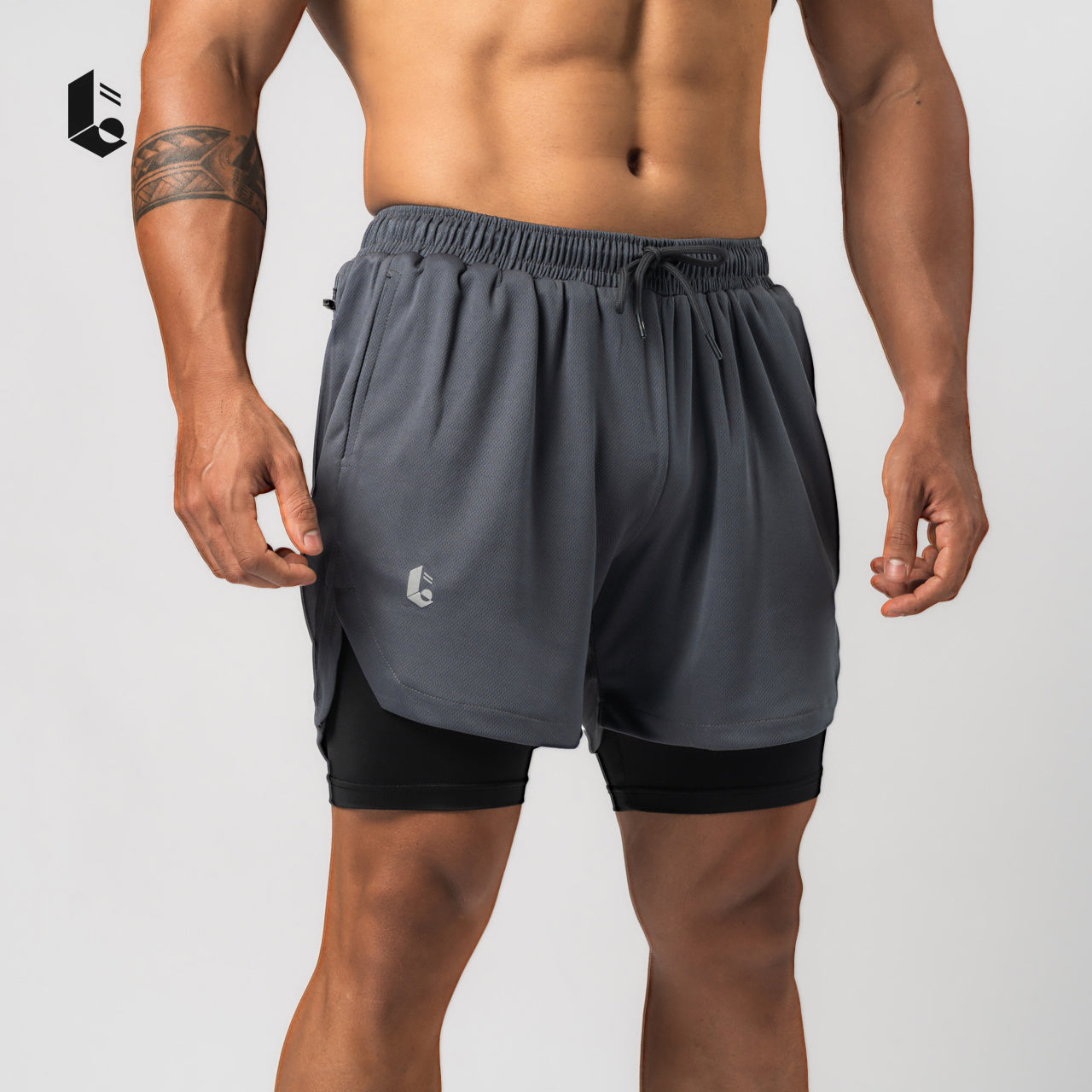 Tracka 2-In-1 Short / Short Legging - Black/Light Grey/Dark Grey/Navy