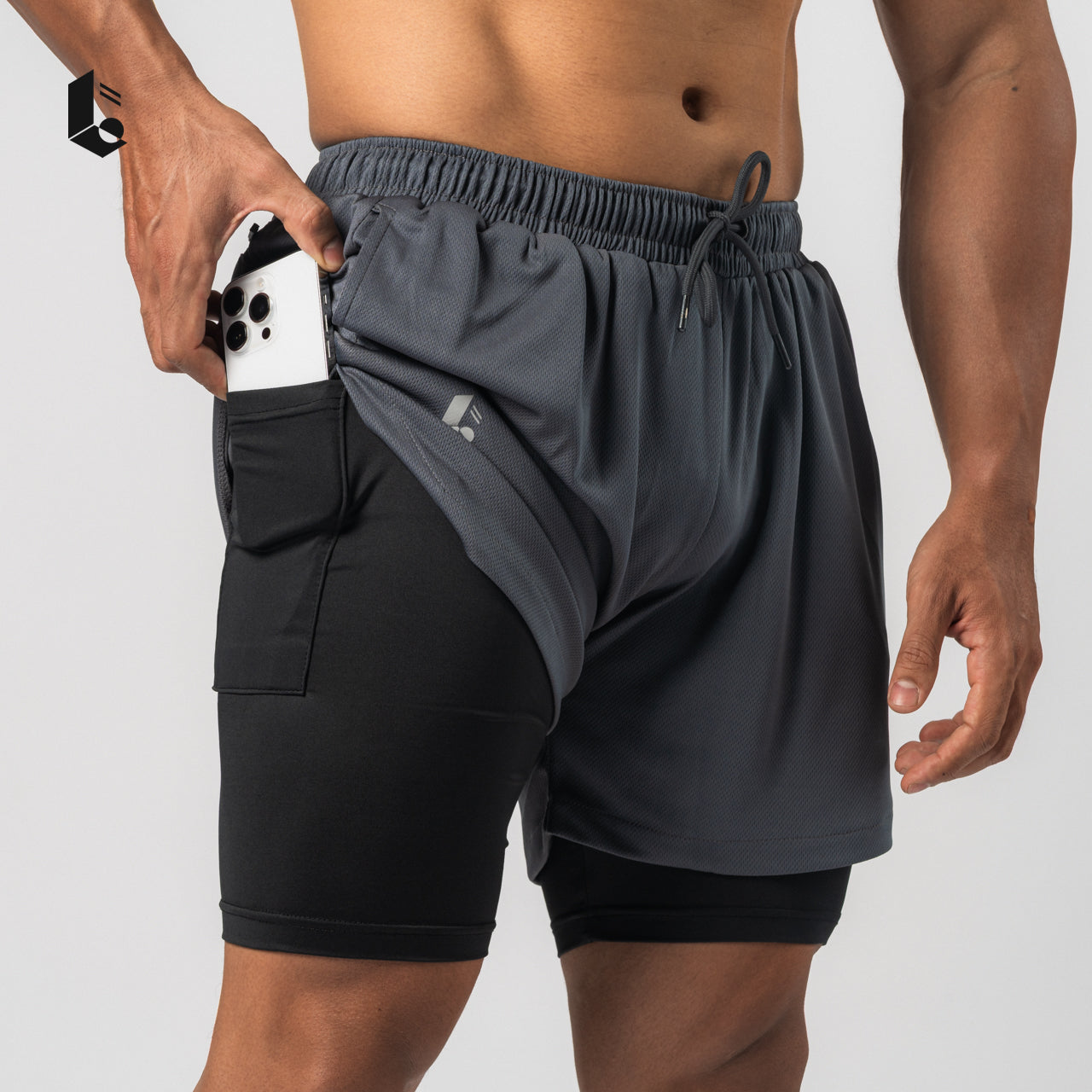 Tracka 2-In-1 Short / Short Legging - Black/Light Grey/Dark Grey/Navy