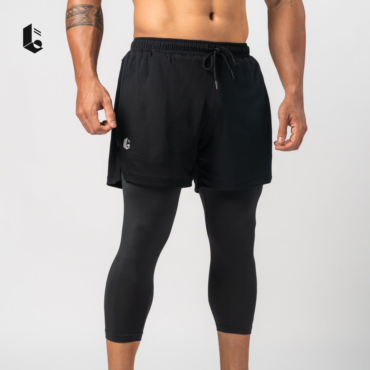 Tracka 2-In-1 Short / Long Legging - Black/Dark Grey/Light Grey/Navy