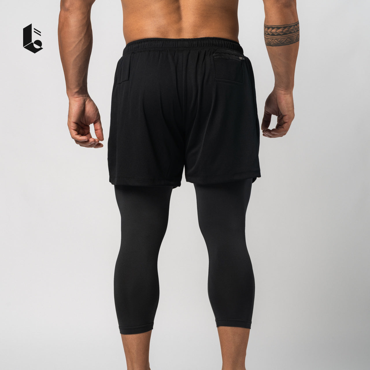 Tracka 2-In-1 Short / Long Legging - Black/Dark Grey/Light Grey/Navy