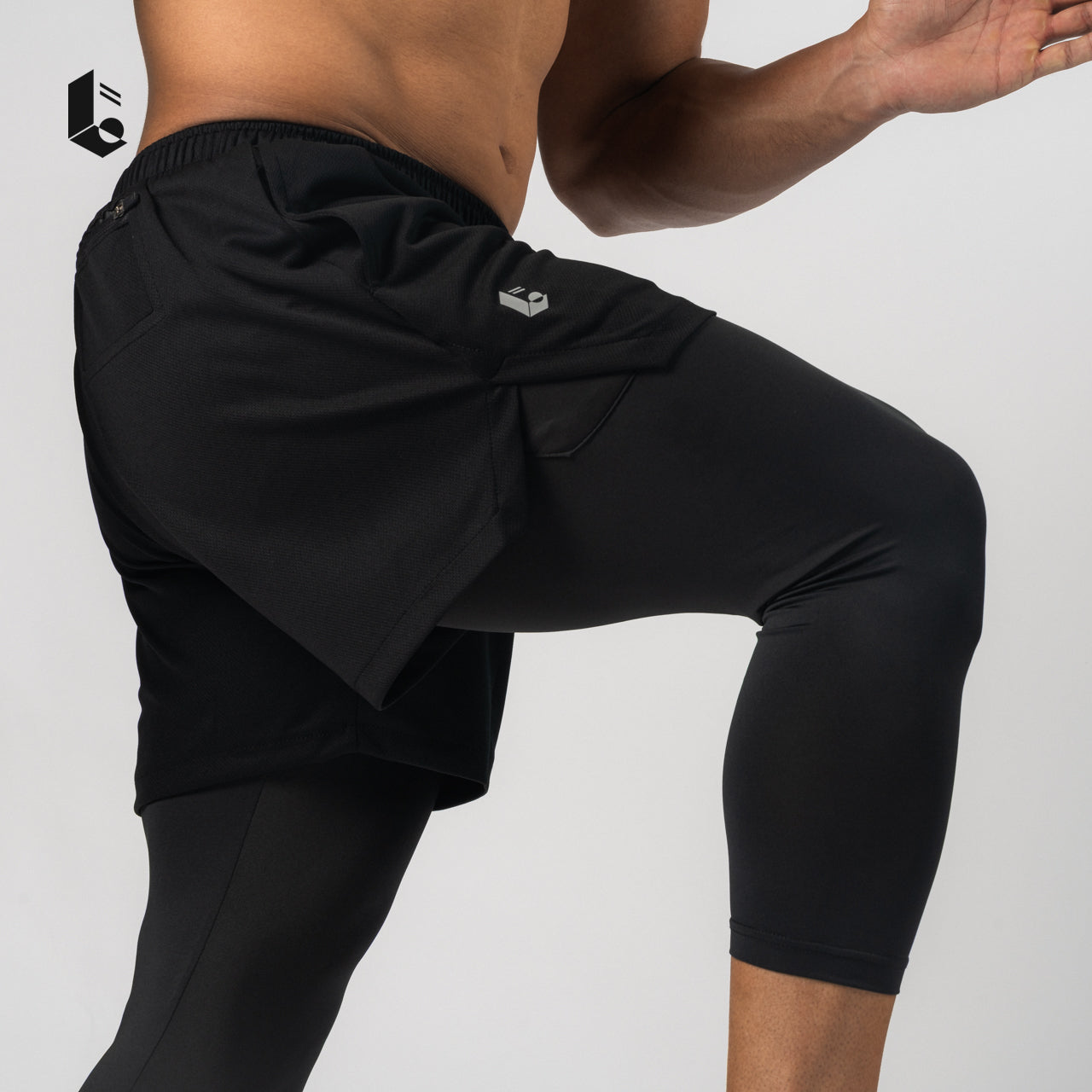 Tracka 2-In-1 Short / Long Legging - Black/Dark Grey/Light Grey/Navy