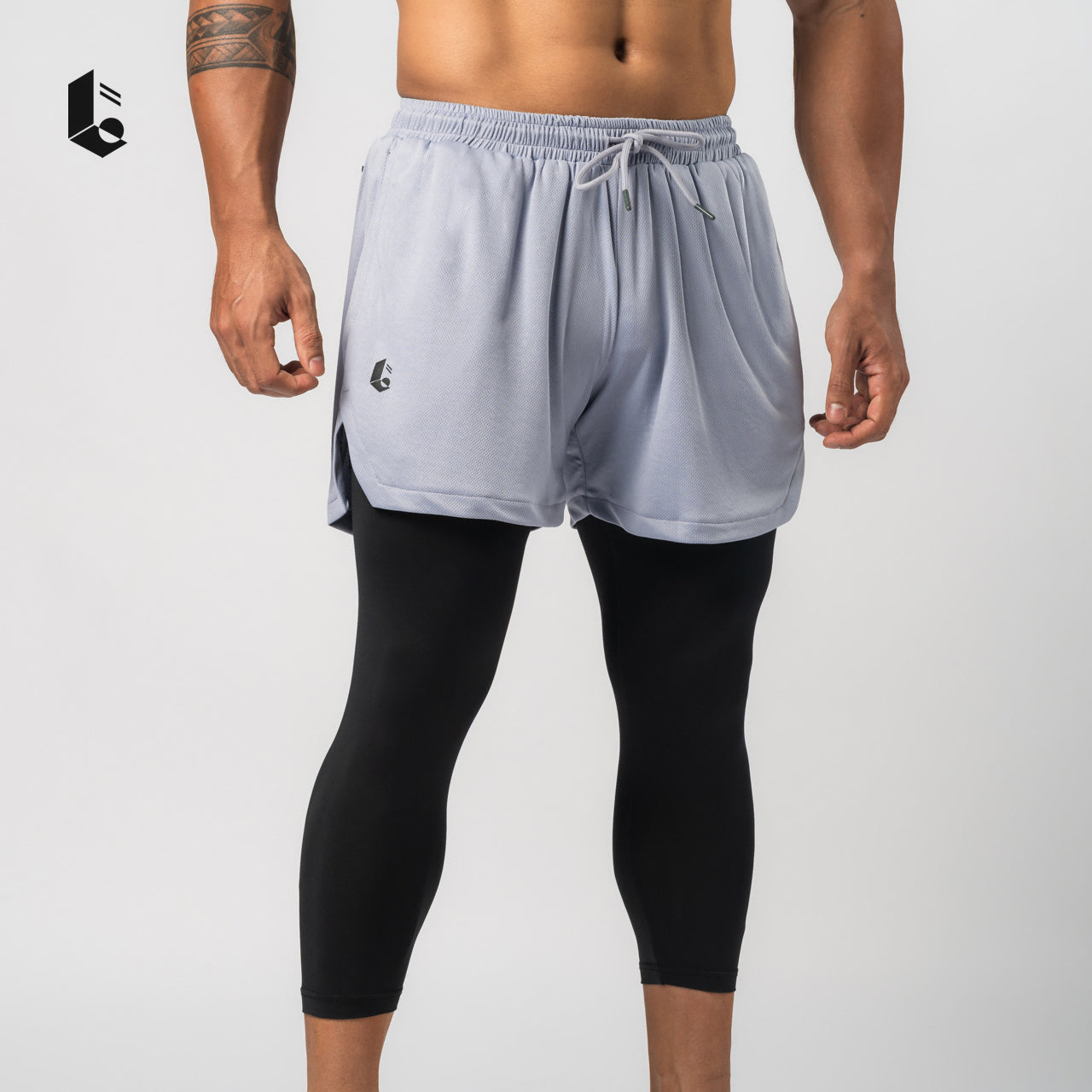 Tracka 2-In-1 Short / Long Legging - Black/Dark Grey/Light Grey/Navy
