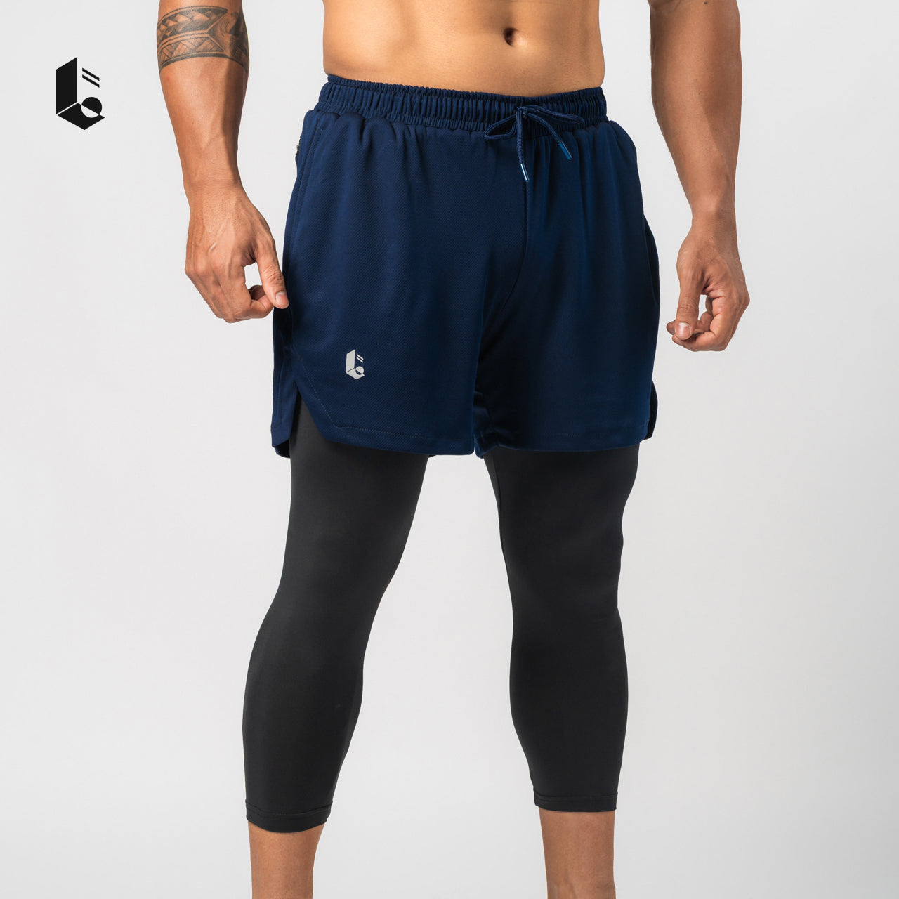 Tracka 2-In-1 Short / Long Legging - Black/Dark Grey/Light Grey/Navy