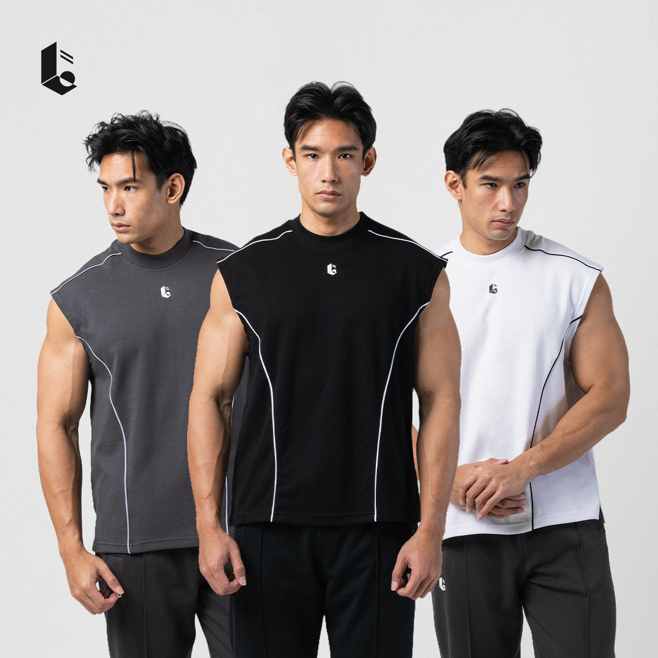 StreetLine Sleeveless Tank - Jet Black/Pure White/Dark Grey