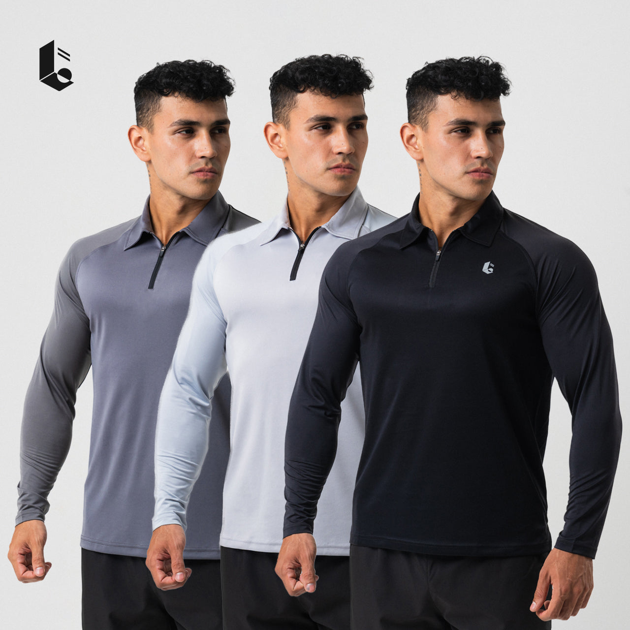AeroLite Performance Polo Zipper Long Sleeve - Black/White/Light Grey/Dark Grey/Navy