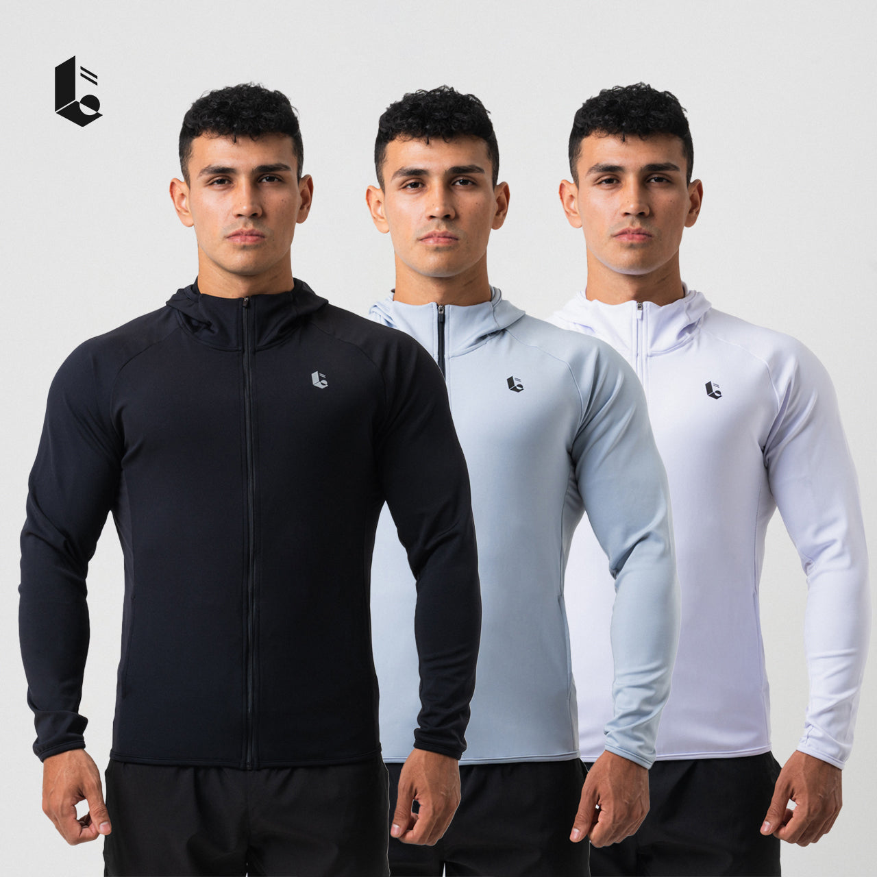 CoreStretch Performance Hoodie - Black/White/Light Grey