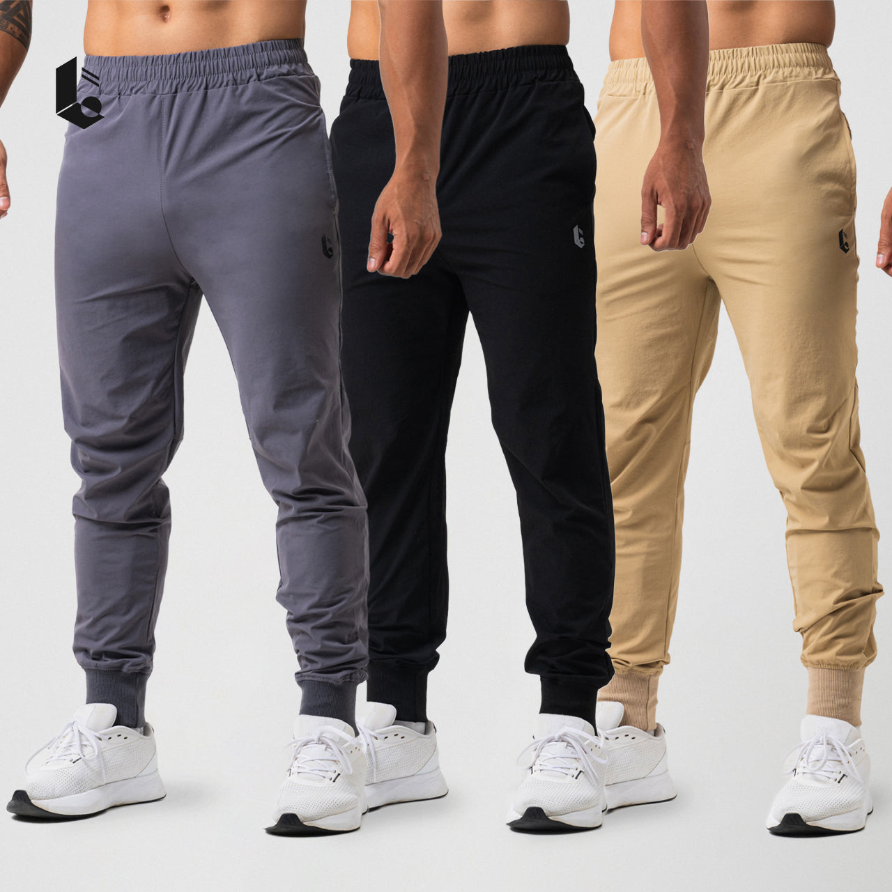 AlphaCool Rib Jogger Pants - Black/Dark Grey/Cream
