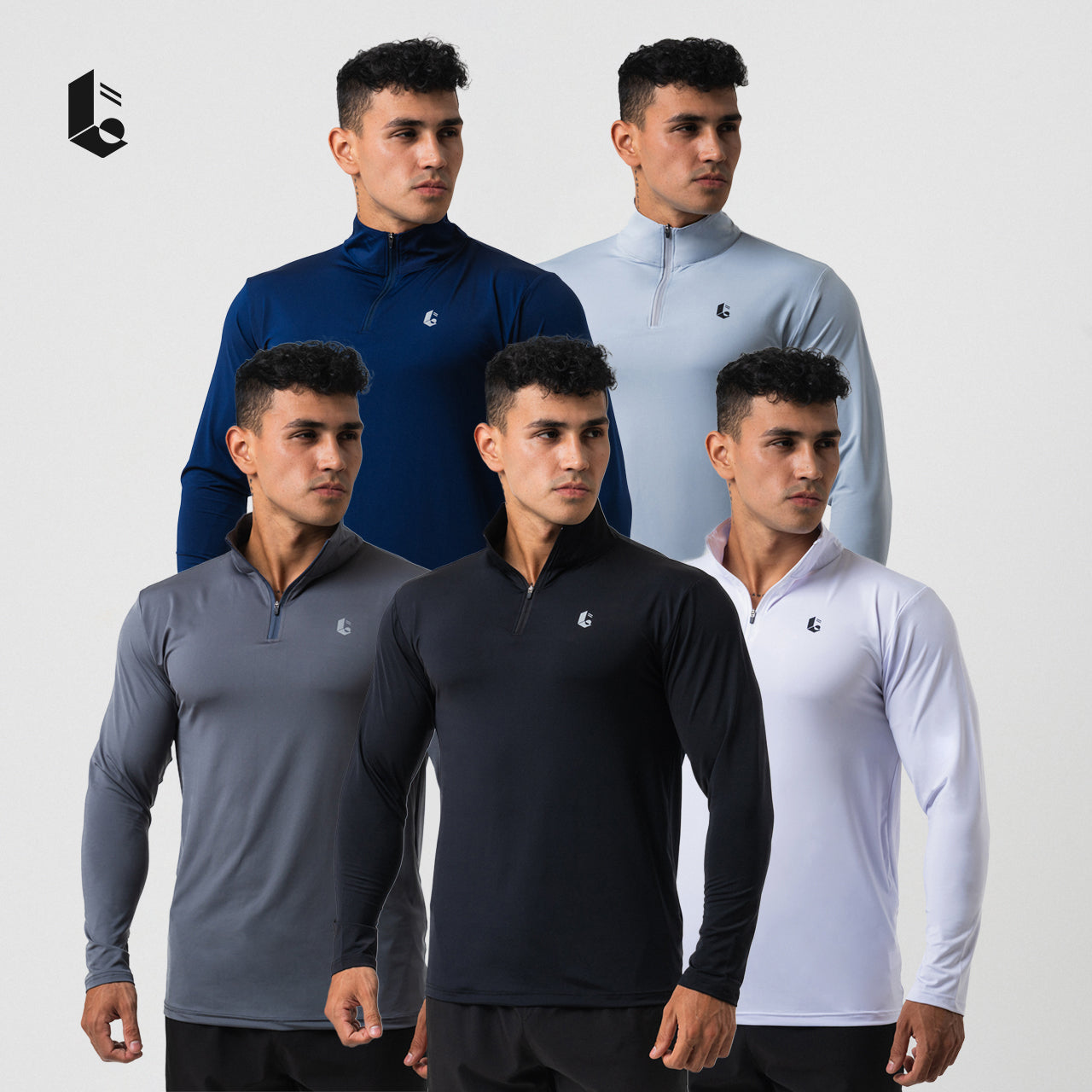 UltraStretch Polo Zipper Long Sleeve - Black/White/Light Grey/Dark Grey/Navy