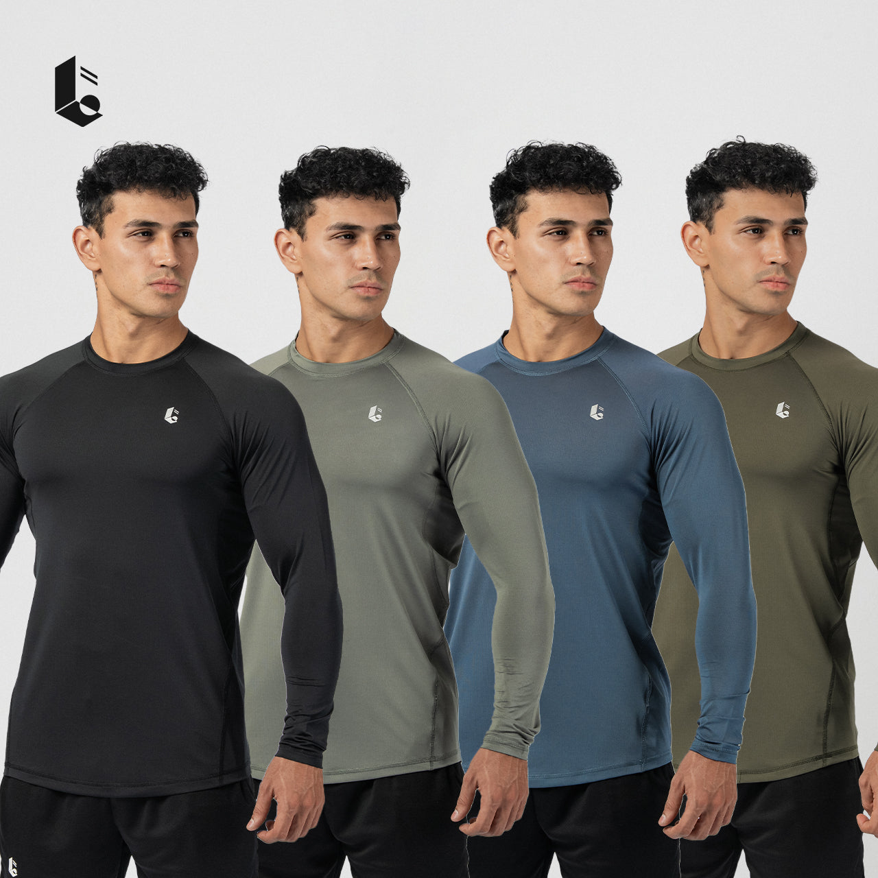 Essential Slim Fit Performance Long Sleeve - Black/Dark Grey/Steel Blue/Army