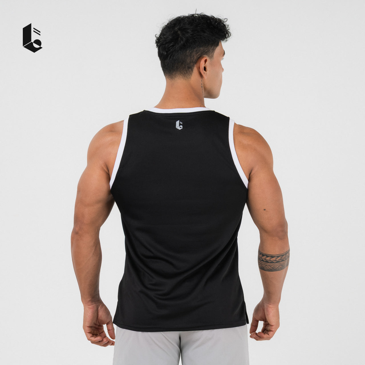 Hollow-Mesh Muscle Tank - Black/White/Dark Green