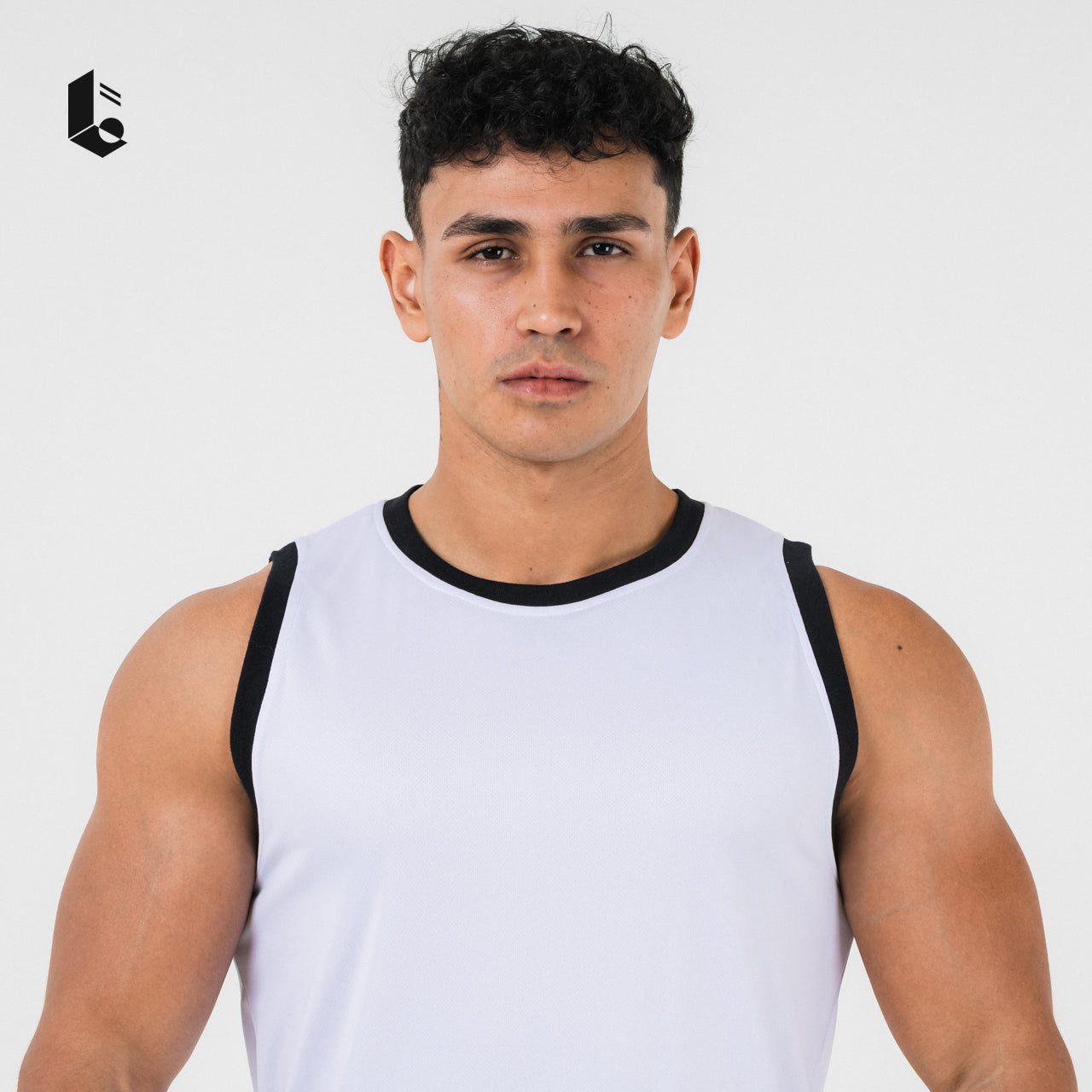 Hollow-Mesh Muscle Tank - Black/White/Dark Green