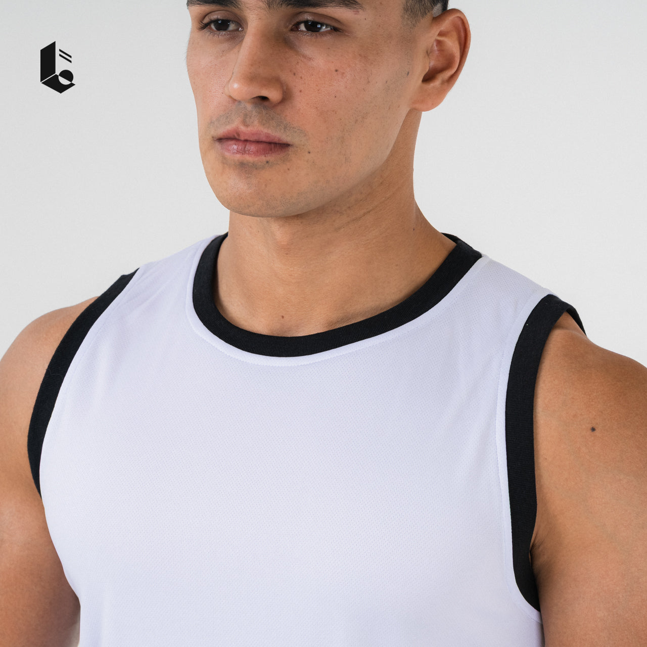 Hollow-Mesh Muscle Tank - Black/White/Dark Green