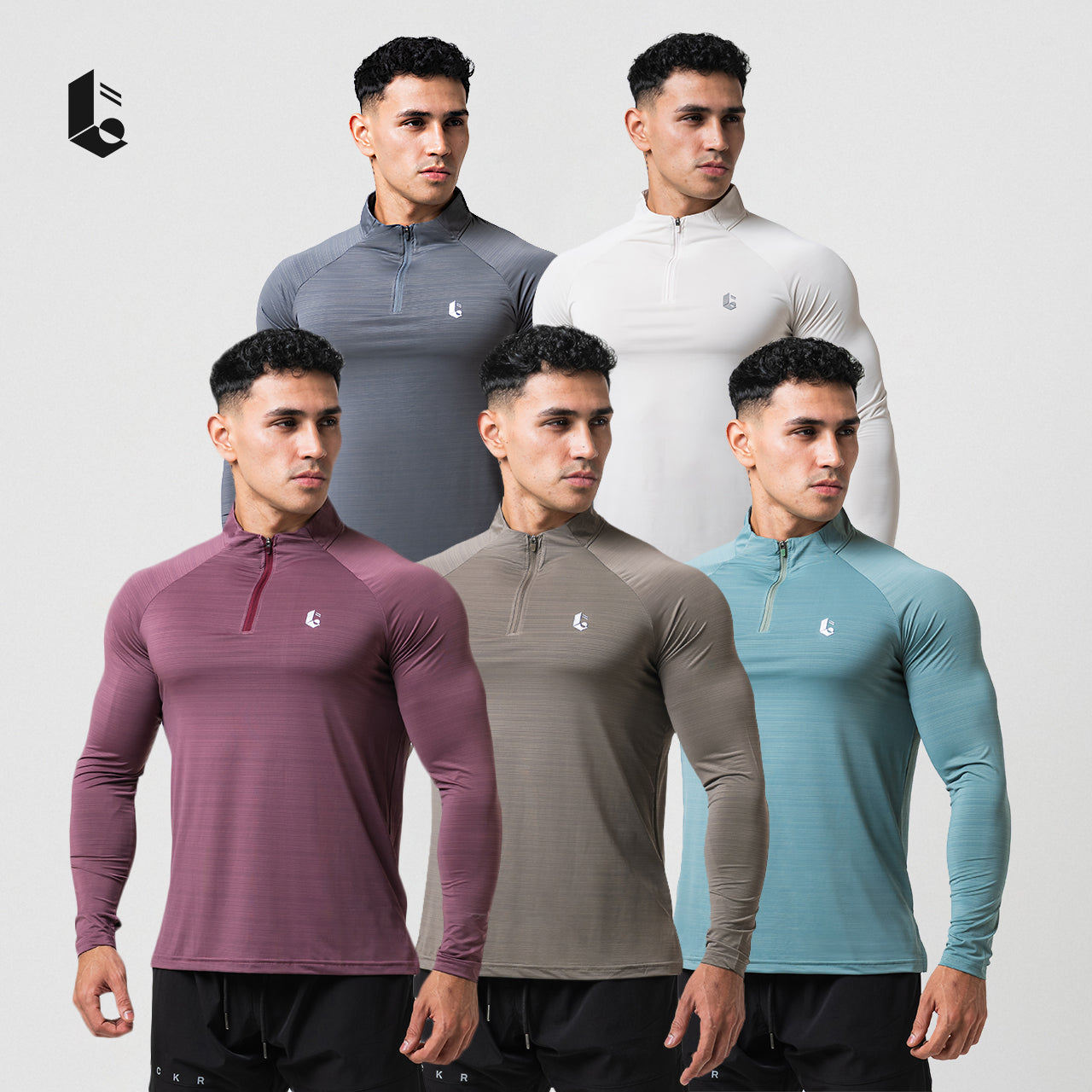 VeloStripe Quarter-Zip Performance - Charcoal Grey/Burgundy/Slate Teal/Mocha Sand/Ivory