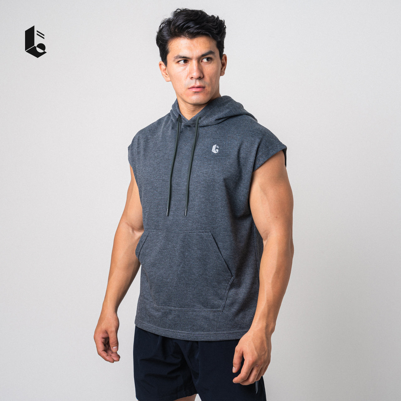 Drop Shoulder Sleeveless Hoodie - Black/Light Grey/Dark Grey/Maroon/Navy