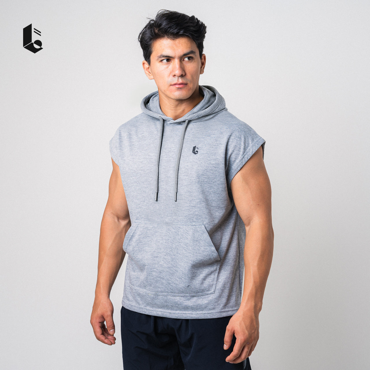 Drop Shoulder Sleeveless Hoodie - Black/Light Grey/Dark Grey/Maroon/Navy