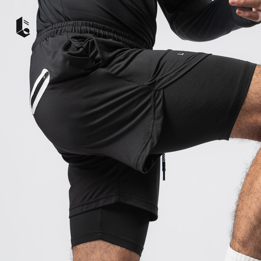 CoreLite 2-In-1 Shorts - Jet Black/Navy Blue/Ash Grey