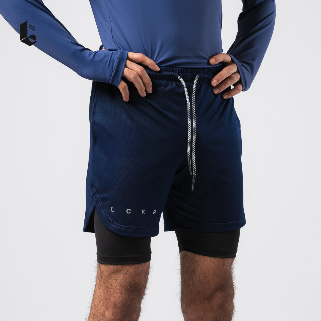 CoreLite 2-In-1 Shorts - Jet Black/Navy Blue/Ash Grey