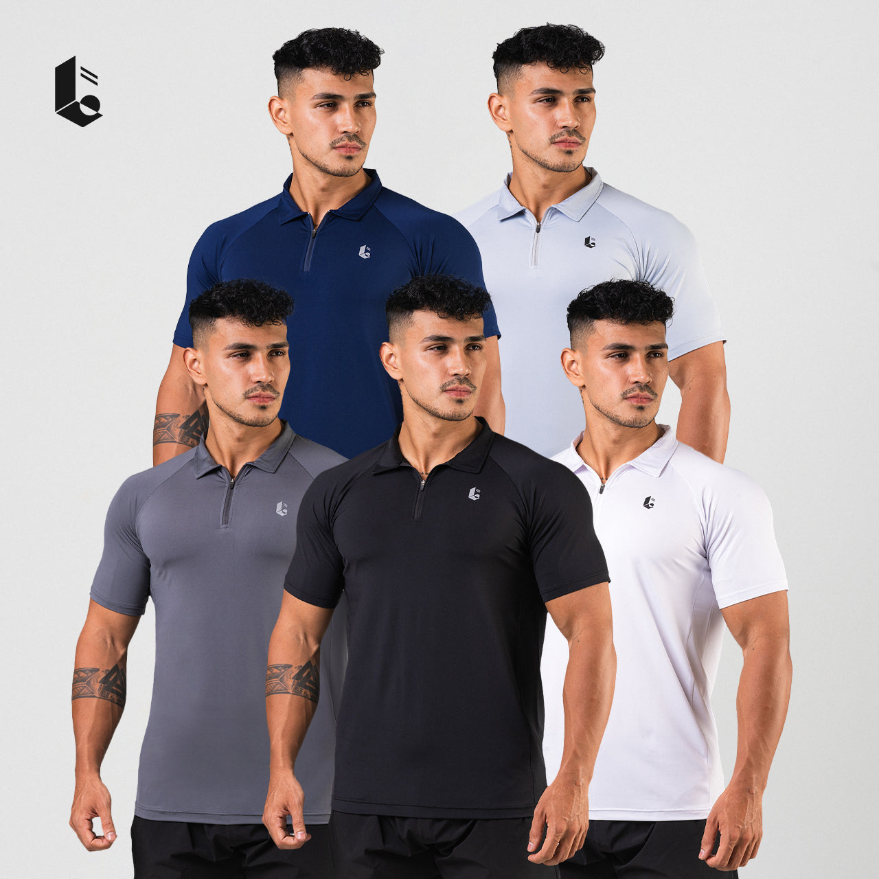 UltraStretch Polo Zipper Short Sleeve - Black/White/Light Grey/Dark Grey/Navy