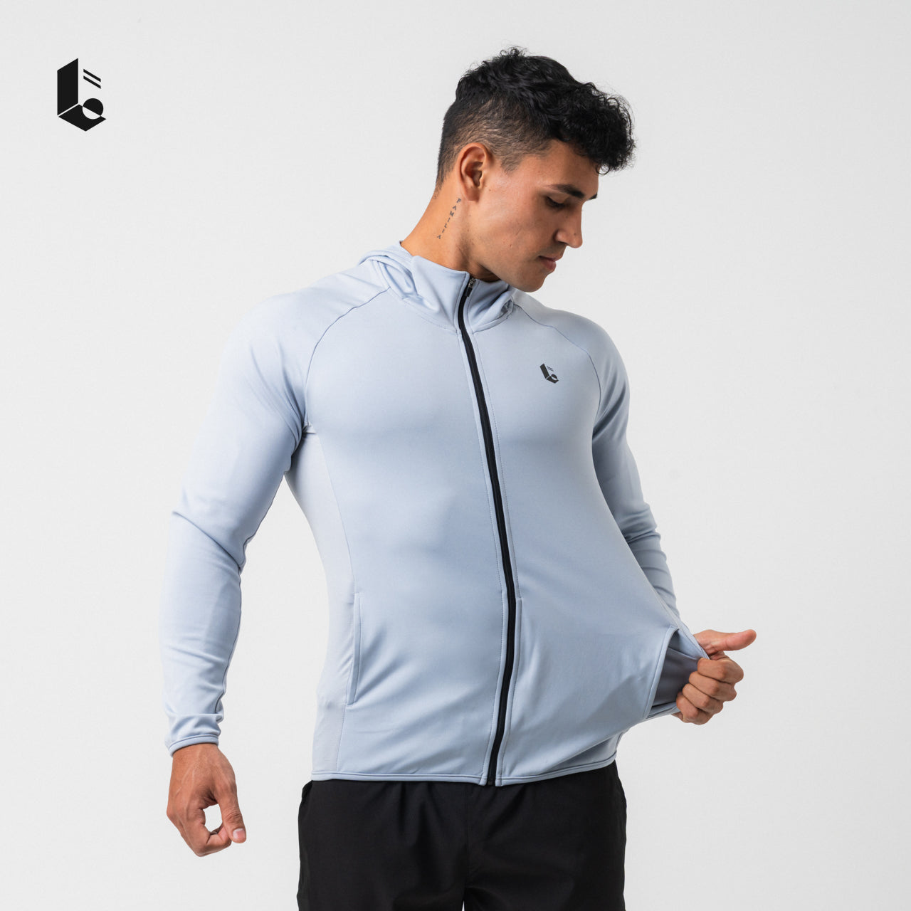CoreStretch Performance Hoodie - Black/White/Light Grey