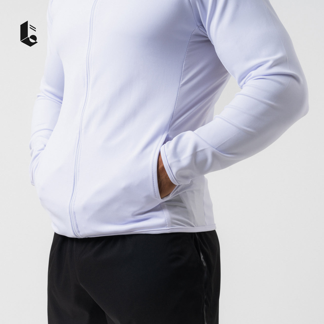 CoreStretch Performance Hoodie - Black/White/Light Grey
