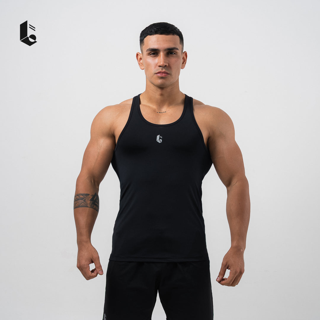 MuscleFlex Stringer Tank - Black/Light Grey