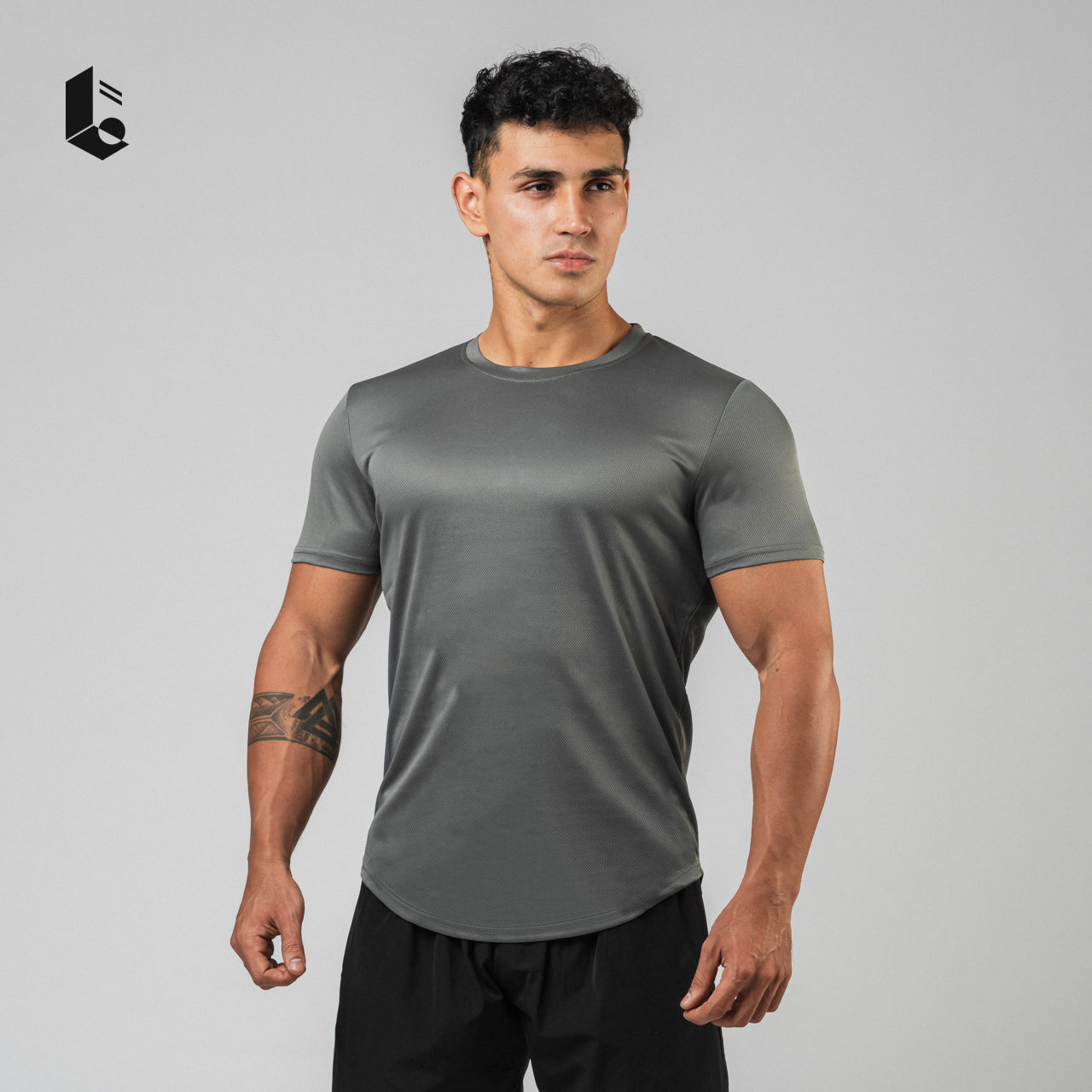Breathable Muscle Fit Tee - Dark Green/Black/White/Grey