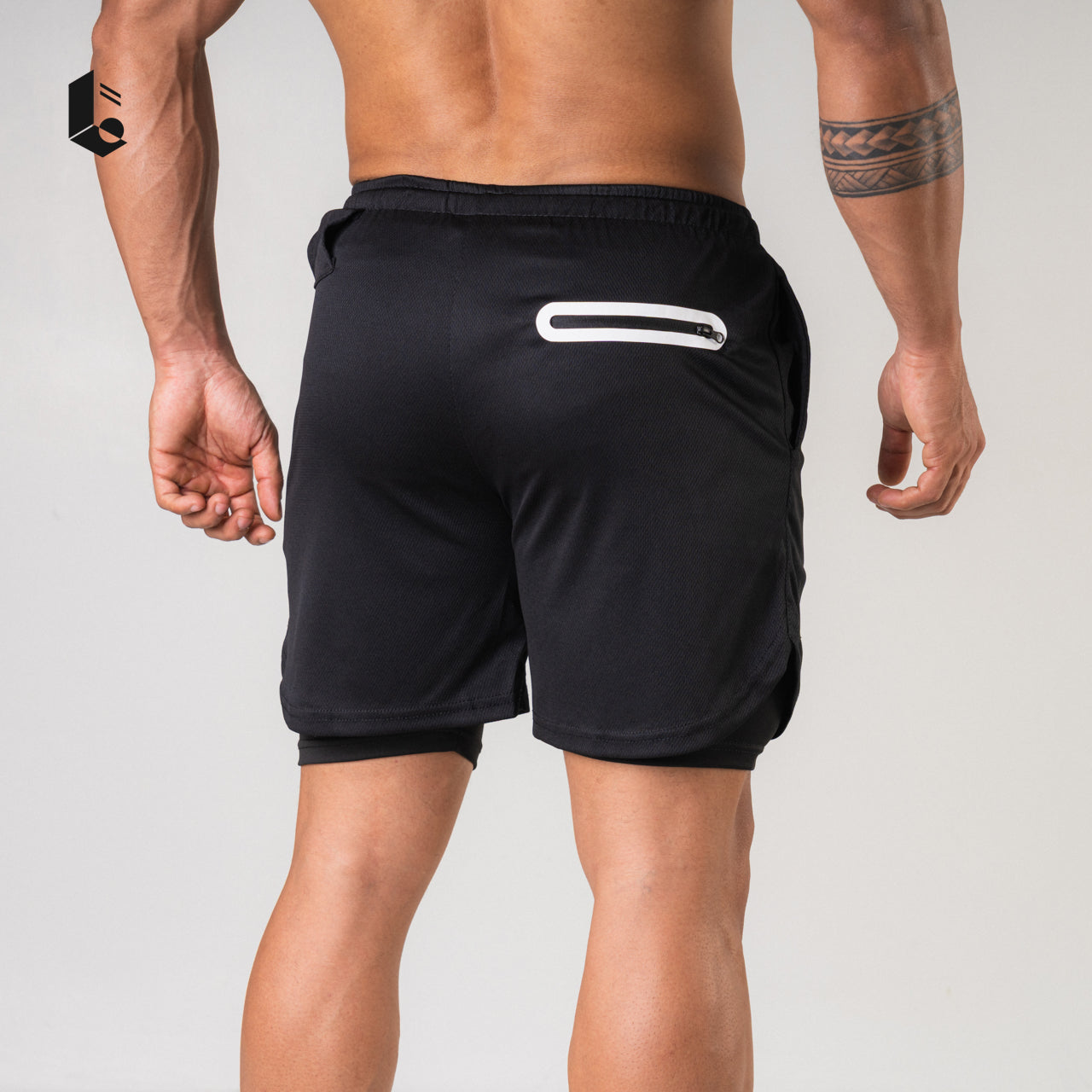 Tracka 2-In-1 Short / Short Legging - Light/Dark Grey/Black/Green