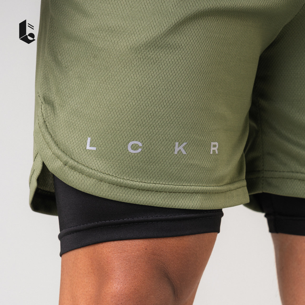 Tracka 2-In-1 Short / Short Legging - Light/Dark Grey/Black/Green