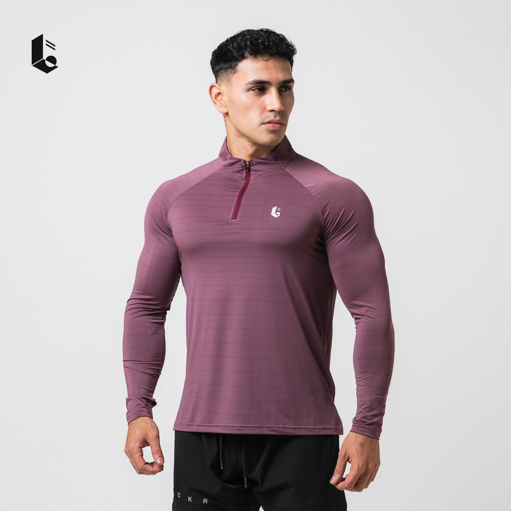 VeloStripe Quarter-Zip Performance - Charcoal Grey/Burgundy/Slate Teal/Mocha Sand/Ivory