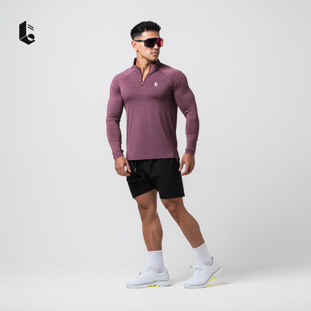 VeloStripe Quarter-Zip Performance - Charcoal Grey/Burgundy/Slate Teal/Mocha Sand/Ivory