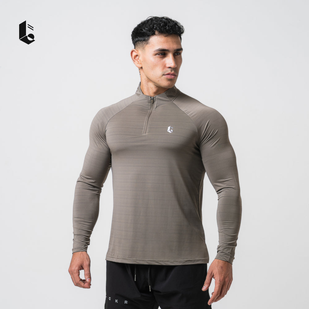 VeloStripe Quarter-Zip Performance - Charcoal Grey/Burgundy/Slate Teal/Mocha Sand/Ivory