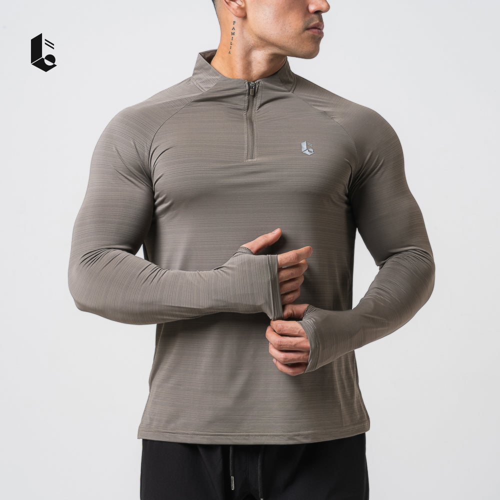 VeloStripe Quarter-Zip Performance - Charcoal Grey/Burgundy/Slate Teal/Mocha Sand/Ivory