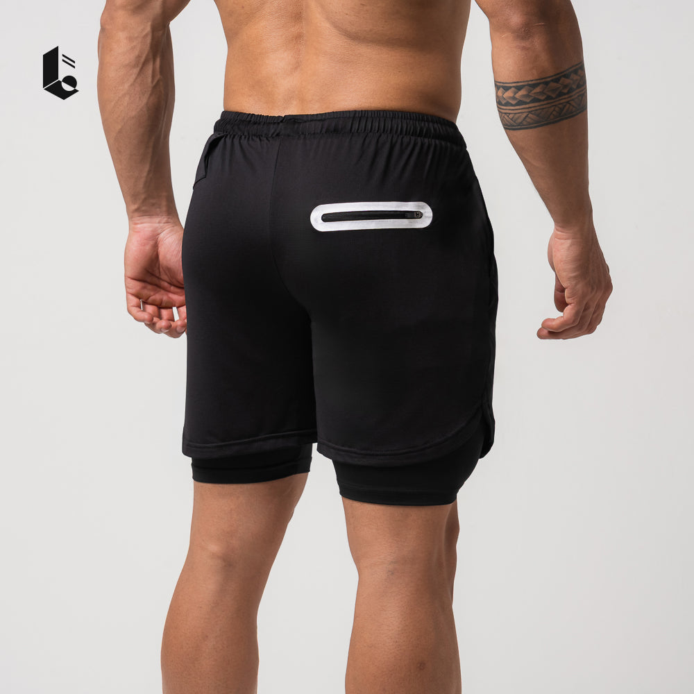 CoreLite 2-In-1 Shorts - Jet Black/Ash Grey/Navy Blue