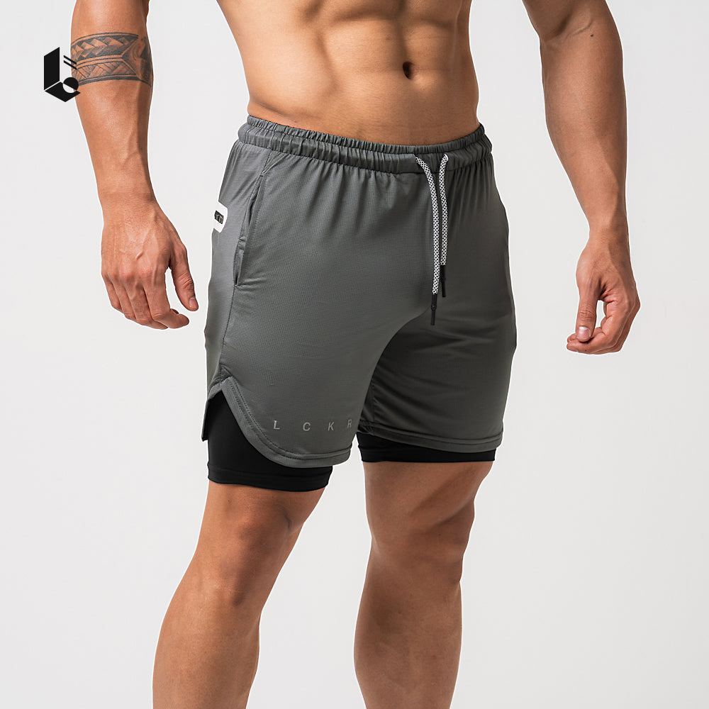 CoreLite 2-In-1 Shorts - Jet Black/Ash Grey/Navy Blue