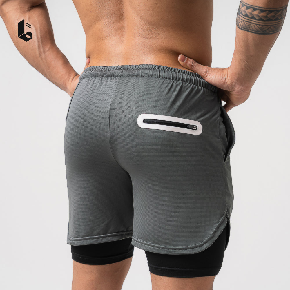 CoreLite 2-In-1 Shorts - Jet Black/Ash Grey/Navy Blue