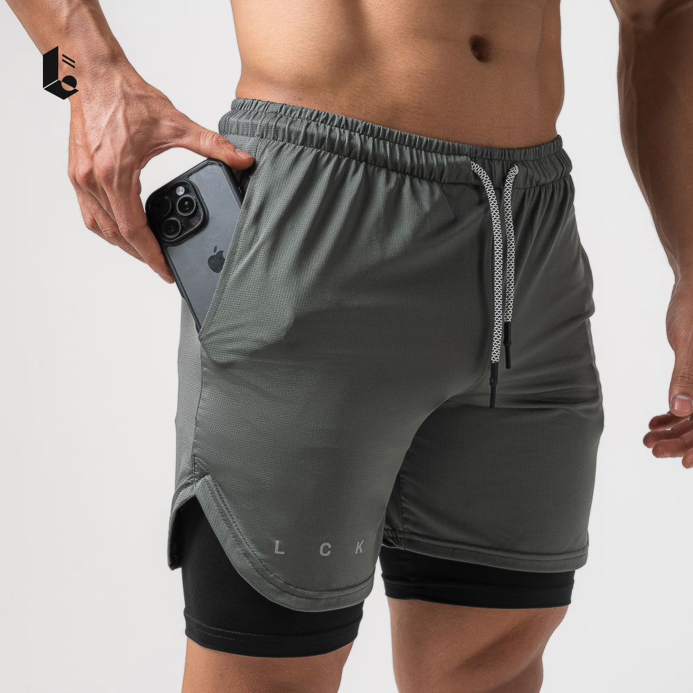 CoreLite 2-In-1 Shorts - Jet Black/Ash Grey/Navy Blue