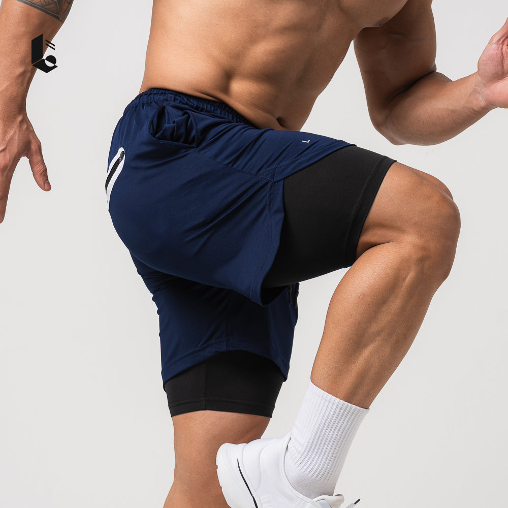 CoreLite 2-In-1 Shorts - Jet Black/Ash Grey/Navy Blue