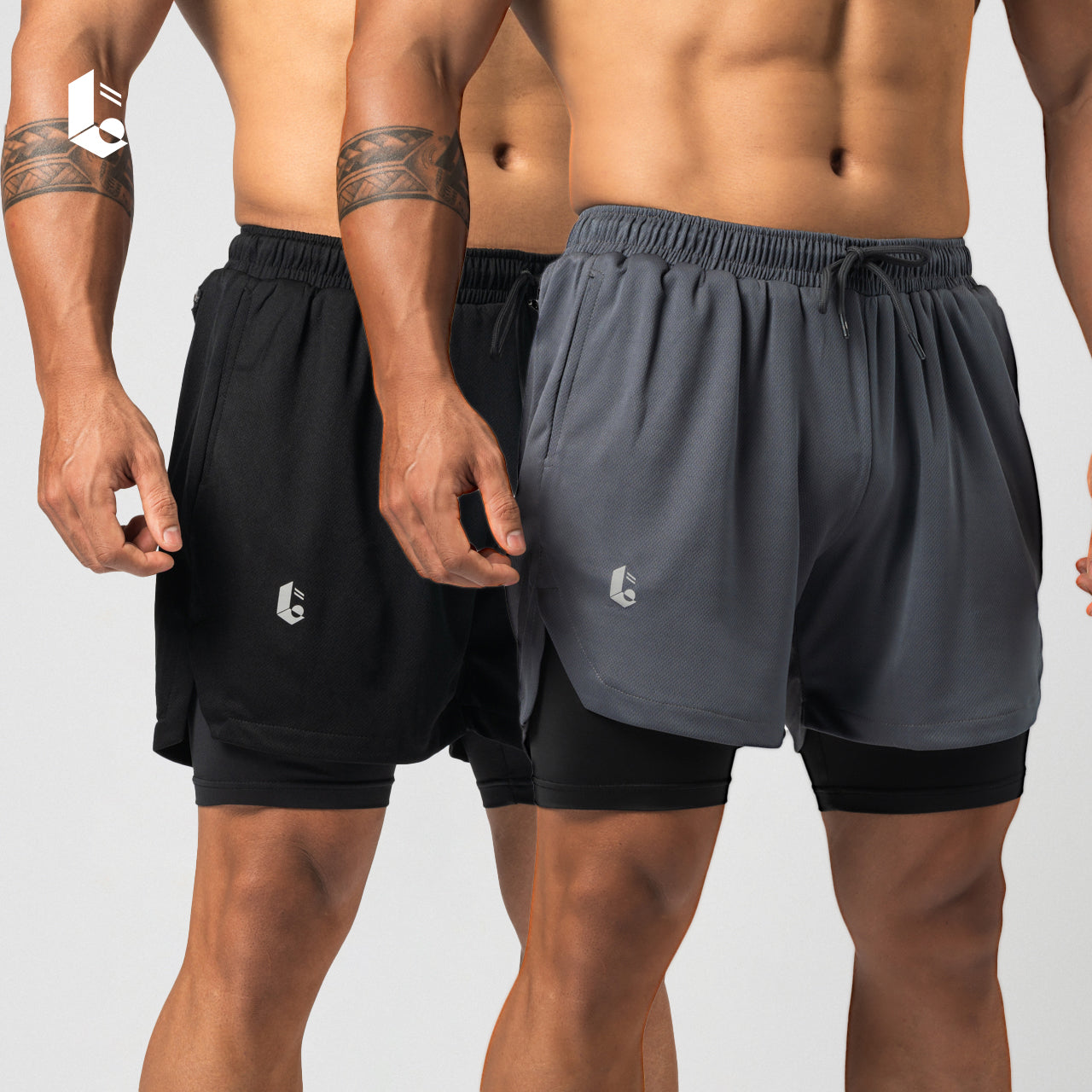 Tracka 2-In-1 Short / Short Legging - Black/Light Grey/Dark Grey/Navy