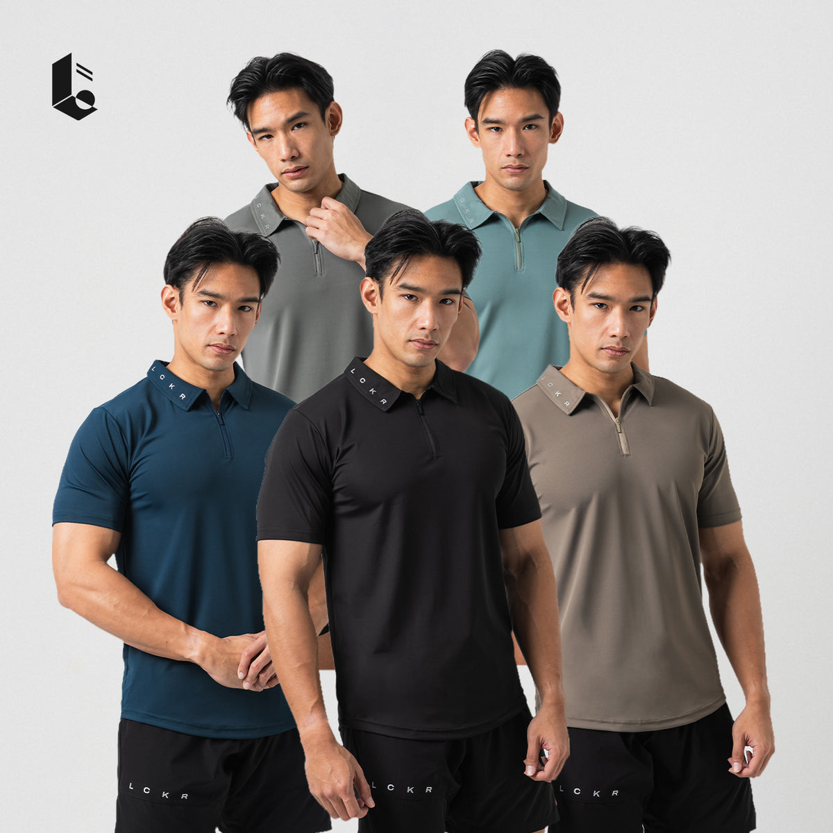 Zip-Line Performance Polo - Jet Black/Ash Grey/Mocha Sand/Midnight Blue/Slate Teal