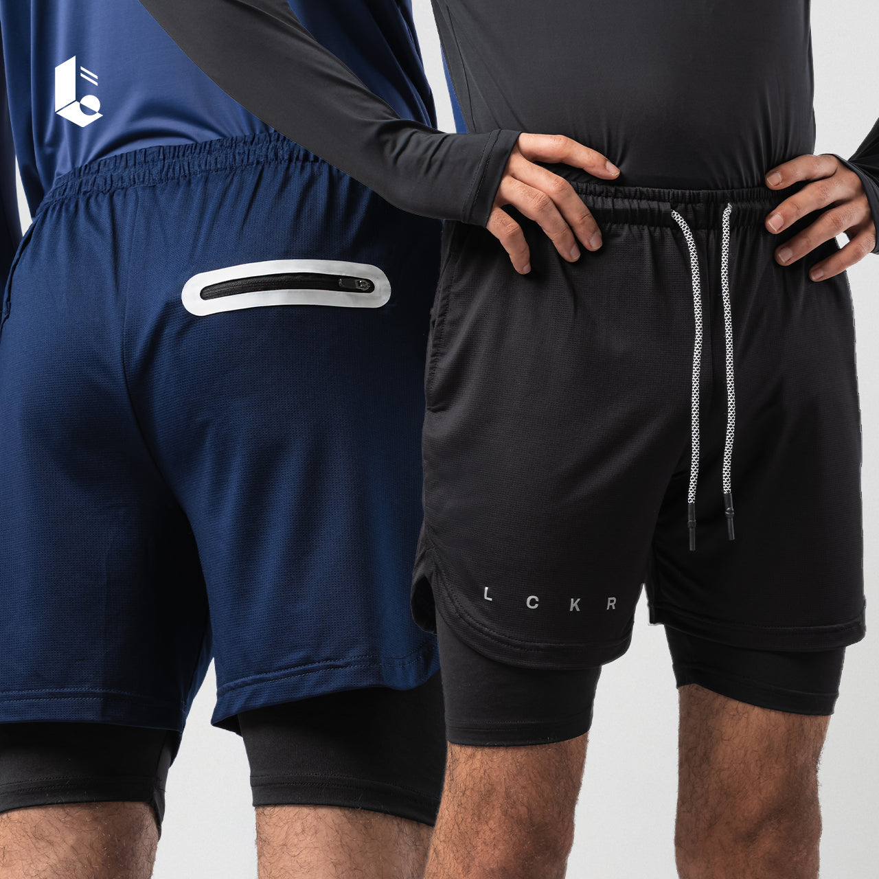CoreLite 2-In-1 Shorts - Jet Black/Navy Blue/Ash Grey