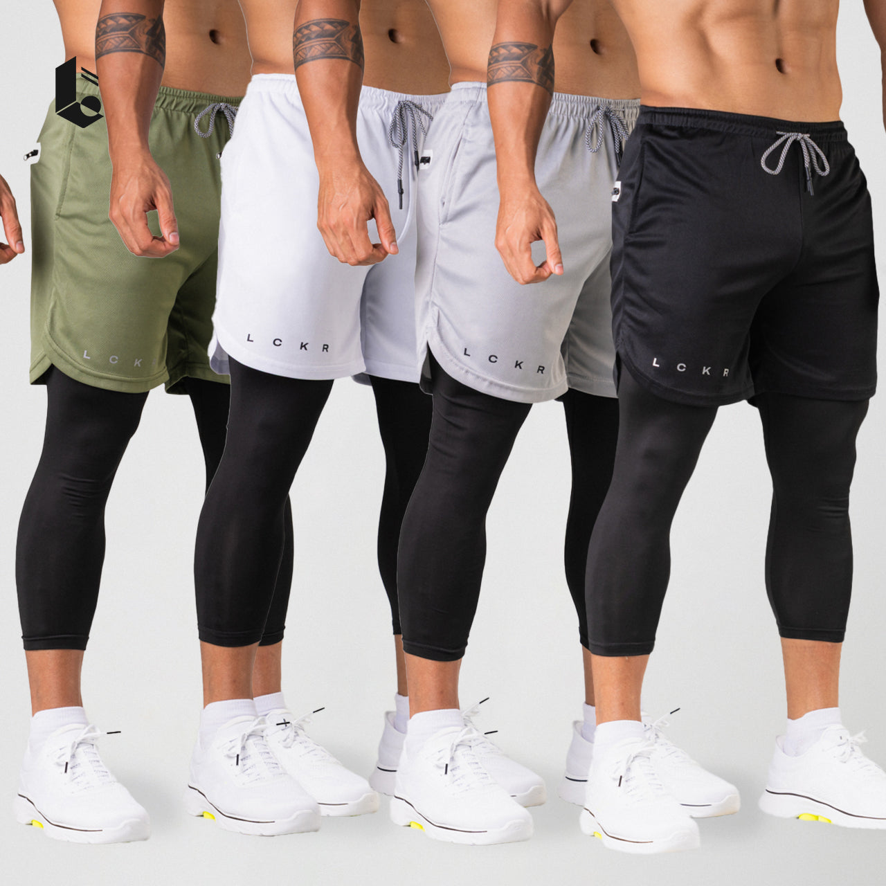 Tracka 2-In-1 Short / Long Legging - Light Grey/Dark Grey/Dark Green/White/Black