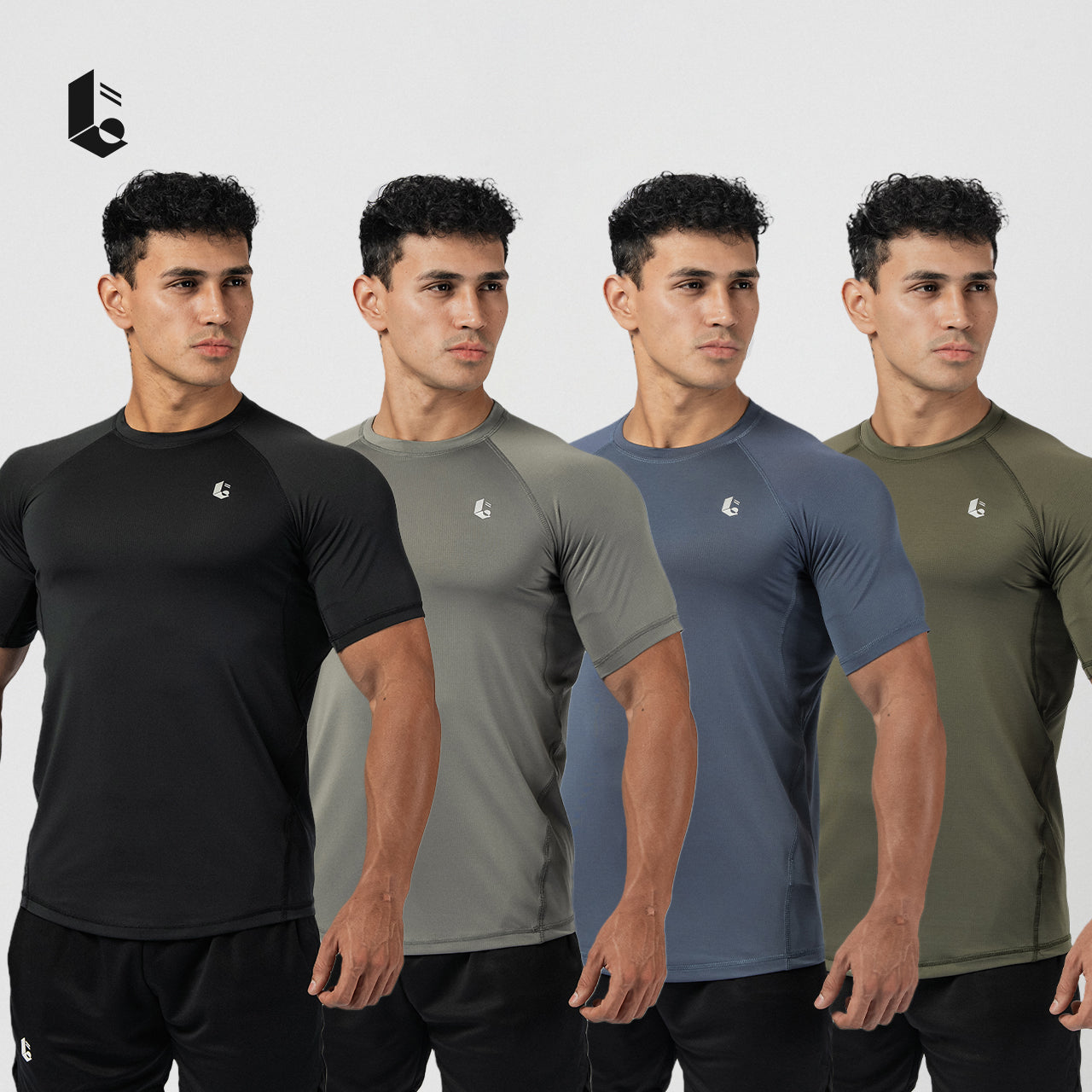 Essential Slim Fit Performance Tee - Black/Dark Grey/Steel Blue/Army