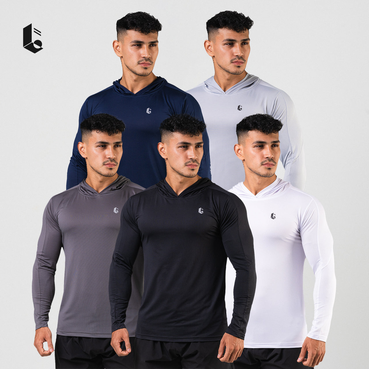 LightCool Hoodie Long Sleeve - Black/White/Navy/Dark Grey/Light Grey