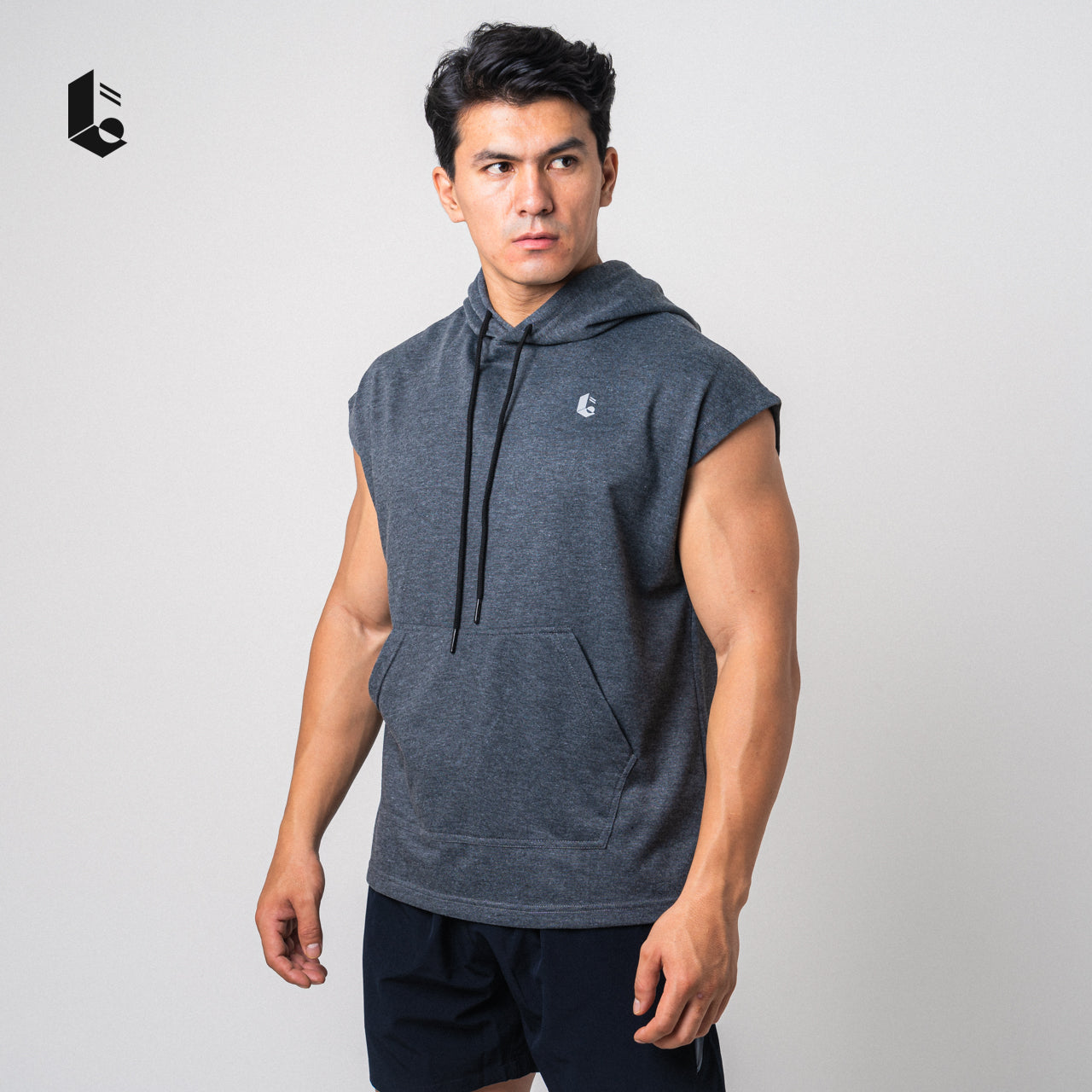 Drop Shoulder Sleeveless Hoodie - Black/Light Grey/Dark Grey/Maroon/Navy