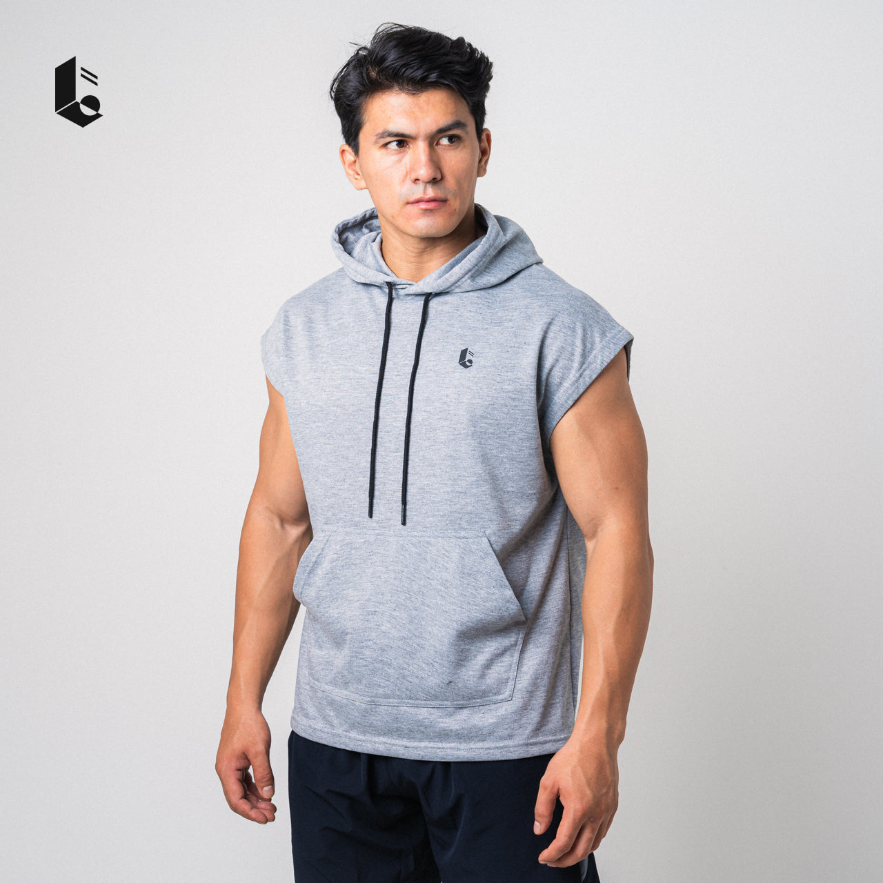 Drop Shoulder Sleeveless Hoodie - Black/Light Grey/Dark Grey/Maroon/Navy