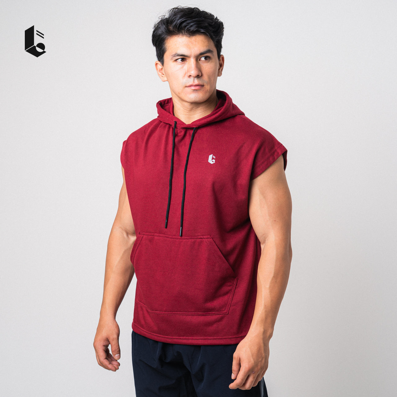 Drop Shoulder Sleeveless Hoodie - Black/Light Grey/Dark Grey/Maroon/Navy