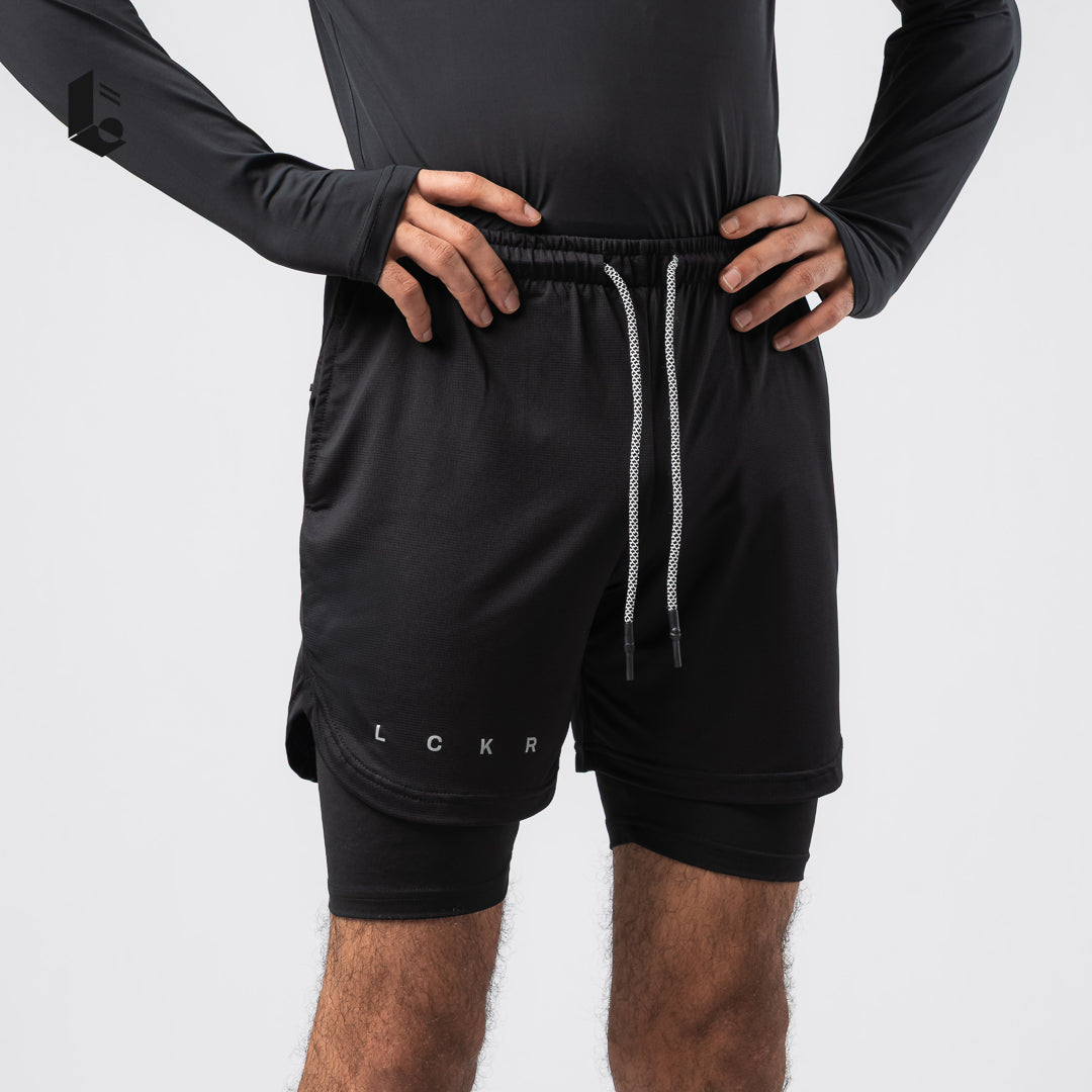 CoreLite 2-In-1 Shorts - Jet Black/Navy Blue/Ash Grey