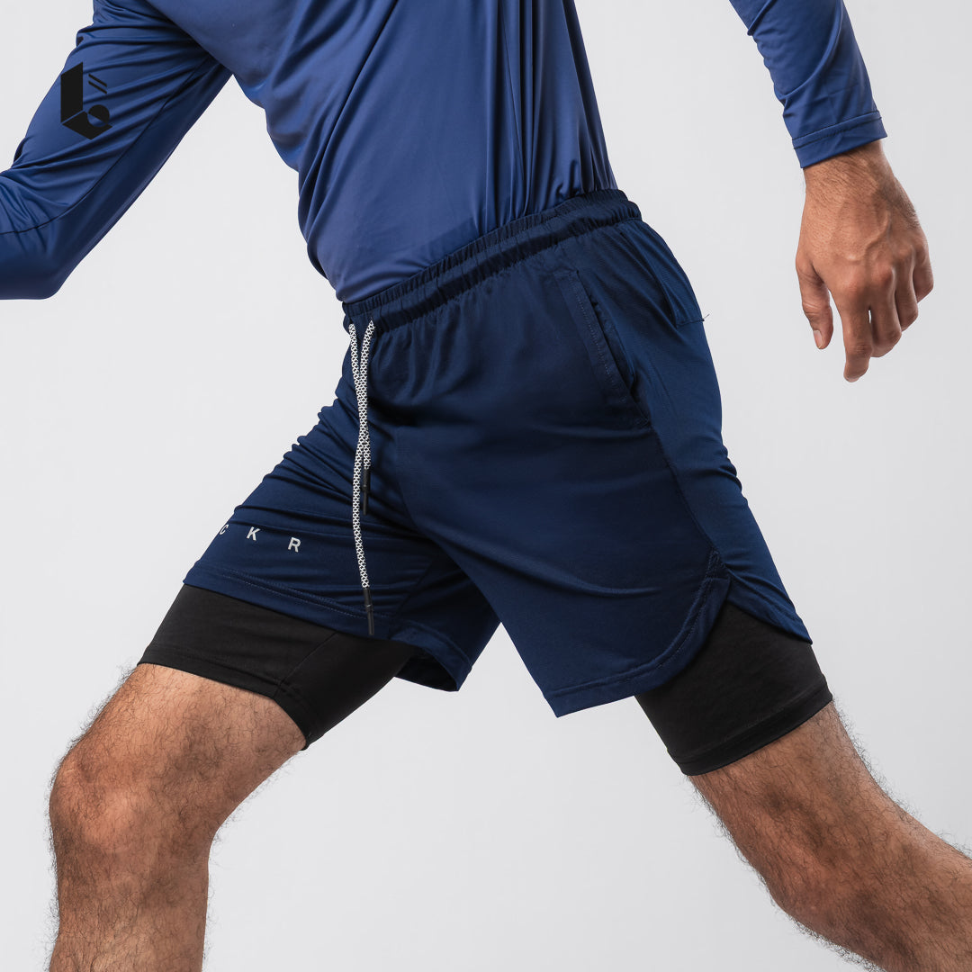 CoreLite 2-In-1 Shorts - Jet Black/Navy Blue/Ash Grey