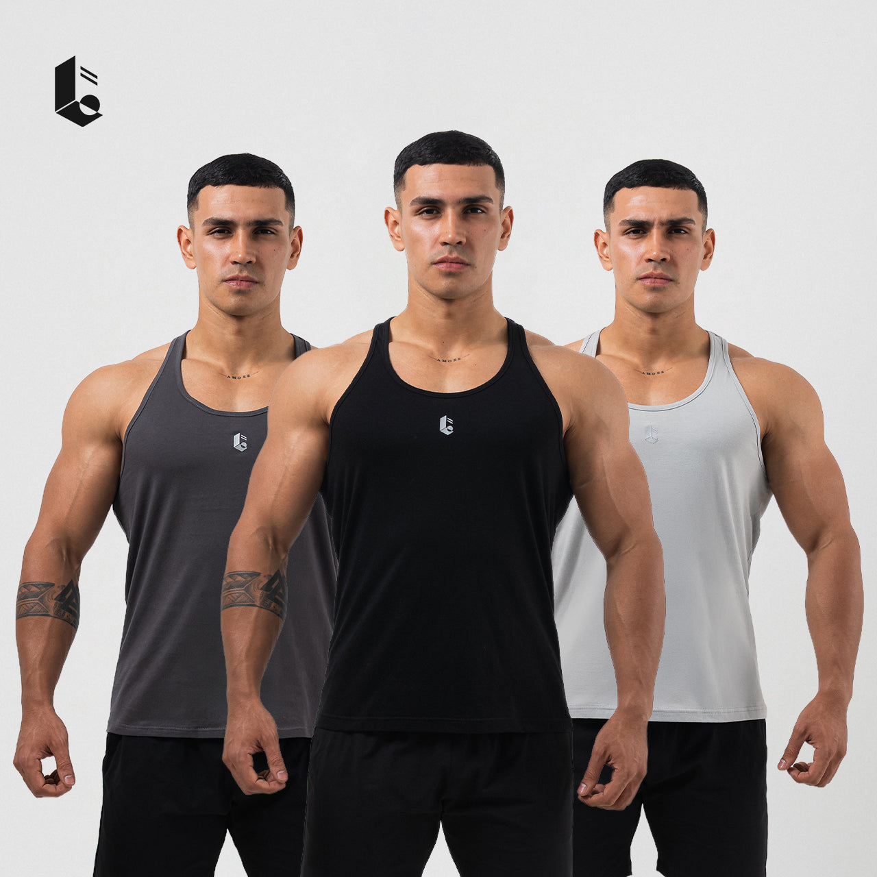IronCut Stringer Tank - Black/White/Dark Grey/Light Grey