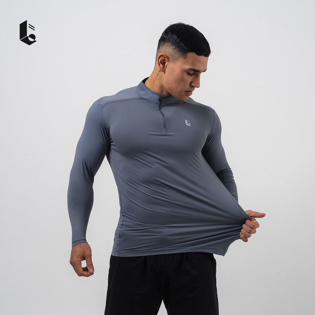 CoolSkin Quarter-Zip Long Sleeve - Black/Broken White/Dark Grey/Navy